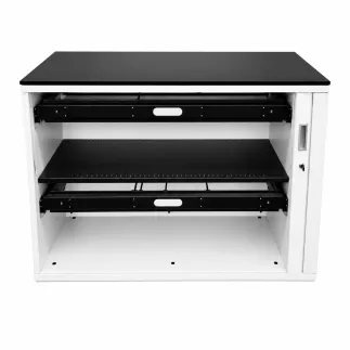 KOENIG NEURATH│Armoire basse à rideaux ACTA│L120 x H 80 cm│Blanc/noir
