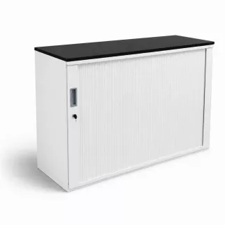 KOENIG NEURATH│Armoire basse à rideaux ACTA│L120 x H 80 cm│Blanc/noir
