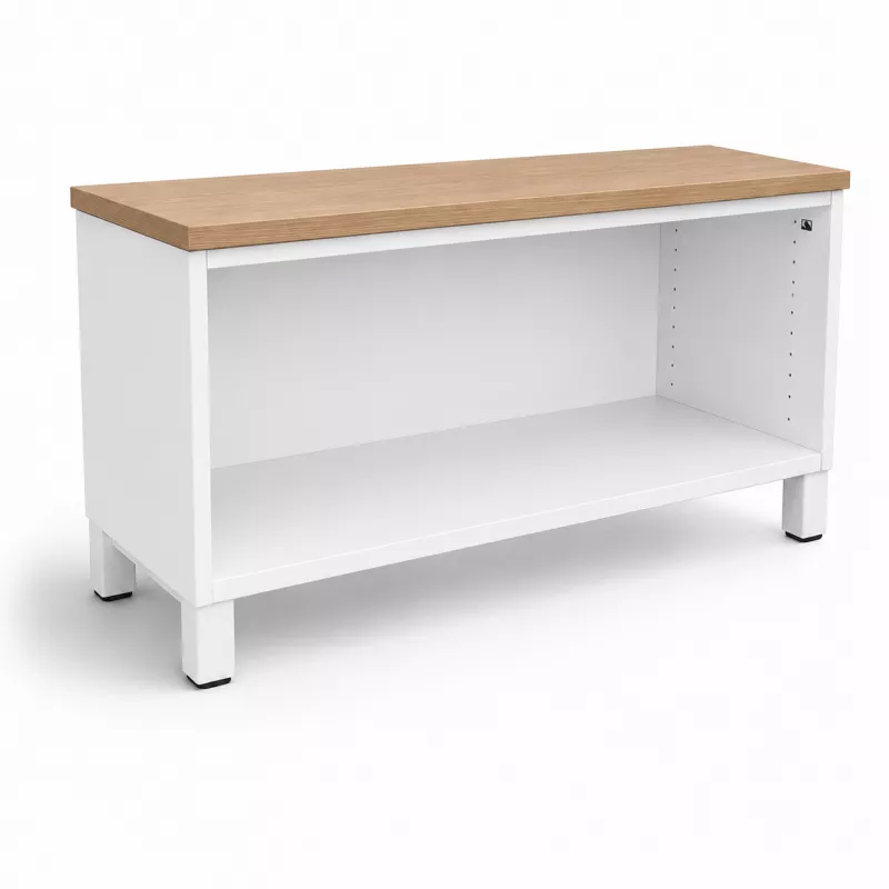 KOENIG NEURATH│Bibliothèque basse ACTA│L100 x H49,5 cm│Blanc/Chêne clair