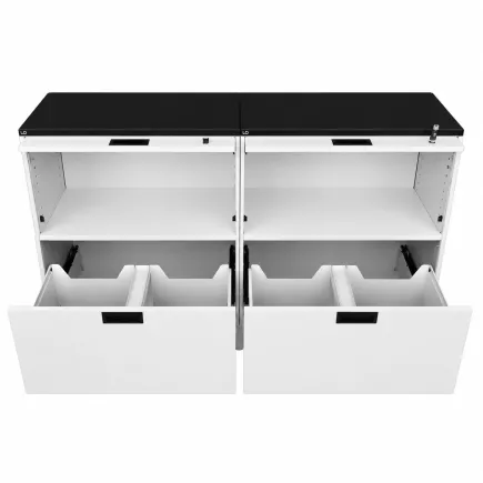 LISTA OFFICE│Ensemble de 2 clapets+classeurs dossiers suspendus│L160 x H95 cm│Blanc/Noir