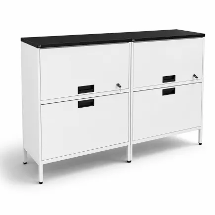 LISTA OFFICE│Ensemble de 2 clapets+classeurs dossiers suspendus│L160 x H95 cm│Blanc/Noir
