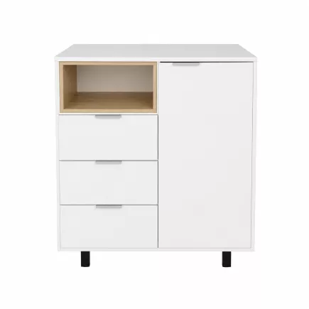 KOENIG NEURATH│Meuble multifonctions│L91,5 x H102,5 cm│Blanc/Chêne clair