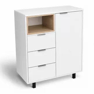 KOENIG NEURATH│Meuble multifonctions│L91,5 x H102,5 cm│Blanc/Chêne clair