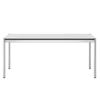 USM HALLER│Table résine 200x100│Gris perle/Champs noir/Pieds acier chromé