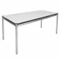 USM HALLER│Table résine 200x100│Gris perle/Champs noir/Pieds acier chromé
