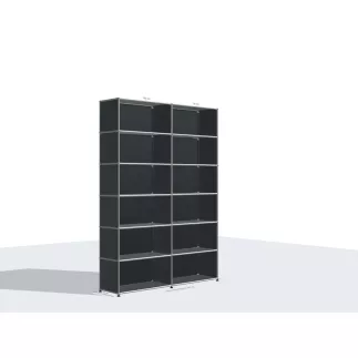 USM HALLER |Bibliothèque 12 cases 2 colonnes| Noir graphite