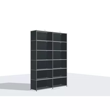 USM HALLER |Bibliothèque 12 cases 2 colonnes| Noir graphite