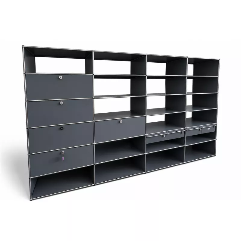 USM HALLER |Grande Bibliothèque 24 cases 4 x 6|4 colonnes| gris anthracite USM HALLER |Grande Bibliothèque 24 cases 4 x 6|4 colonnes| gris anthracite