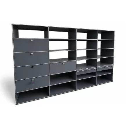 USM HALLER |Grande Bibliothèque 24 cases 4 x 6|4 colonnes| gris anthracite