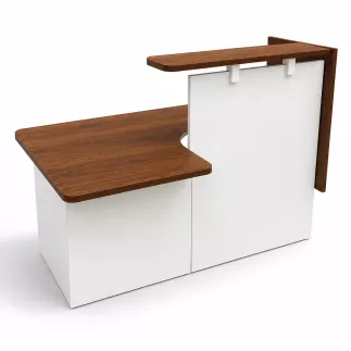 GRETA│Banque d'accueil│Module PMR à droite │ L170 x P87cm |Bois noyer/Blanc