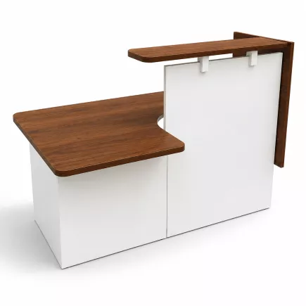 GRETA│Banque d'accueil│Module PMR à droite │ L171 x P111cm |Bois noyer/Blanc