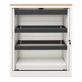 ARIV│Armoire à rideaux │L1m x H121cm│Blanc/Chêne clair
