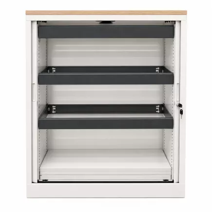 ARIV│Armoire à rideaux │L1m x H121cm│Blanc/Chêne clair