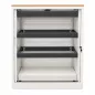 ARIV│Armoire à rideaux │L1m x H121cm│Blanc/Chêne clair