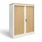 ARIV│Armoire à rideaux │L1m x H121cm│Blanc/Chêne clair