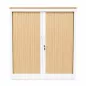 ARIV│Armoire à rideaux │L1m x H121cm│Blanc/Chêne clair