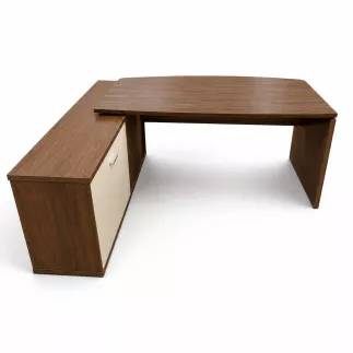 MOKA│Bureau de Direction avec meuble de retour │ L202 cm cm│Blanc/Noyer