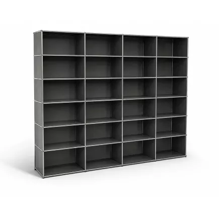 USM HALLER | Bibliothèque 24 cases 4 x 6|4 colonnes| gris anthracite