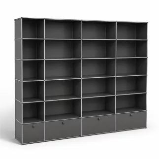 USM HALLER | Bibliothèque 24 cases 4 x 6| L 266 x H 214 cm| gris anthracite