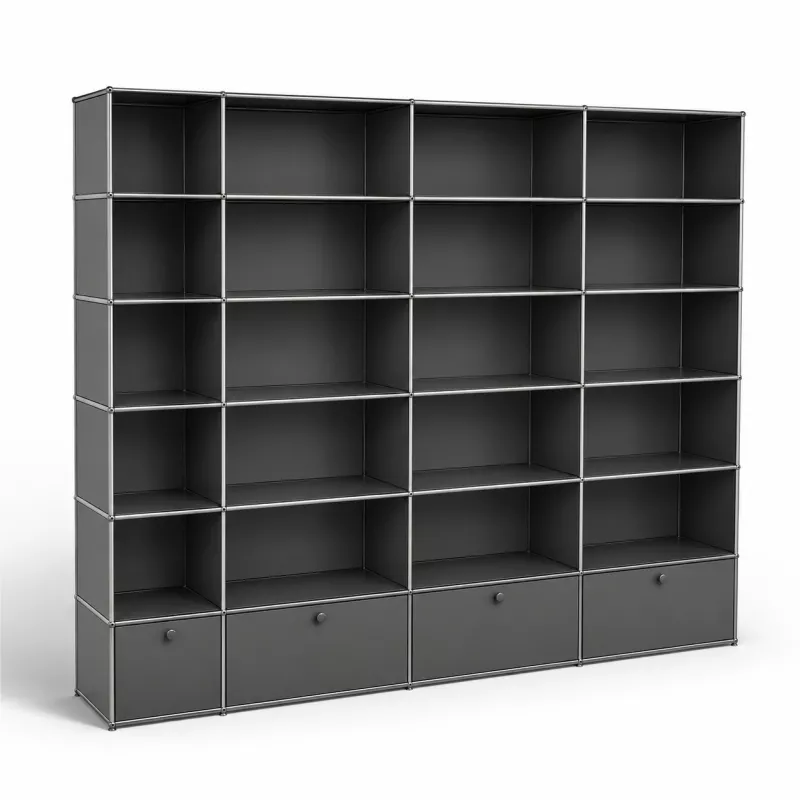 USM HALLER | Bibliothèque 24 cases 4 x 6| L 266 x H 214 cm| gris anthracite