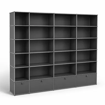USM HALLER | Bibliothèque 24 cases 4 x 6| L 266 x H 214 cm| gris anthracite