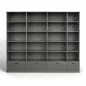 USM HALLER|Bibliothèque 24 cases 4 x 6|4 colonnes avec clapet |L 300 × H 210 cm|gris anthracite USM HALLER|Bibliothèque 24 cases 4 x 6|4 colonnes avec clapet |L 300 × H 210 cm|gris anthracite