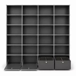 USM HALLER | Bibliothèque 24 cases 4 x 6| L 266 x H 214 cm| gris anthracite