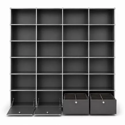 USM HALLER | Bibliothèque 24 cases 4 x 6| L 266 x H 214 cm| gris anthracite
