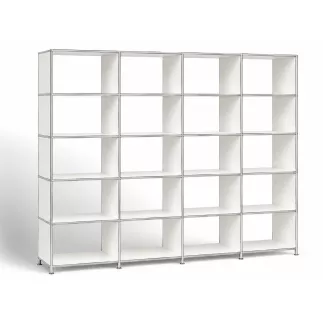 SYSTEM4|Grande bibliothèque ouverte|4 x 5-20 cases|L 300 × H 192 cm|Blanc