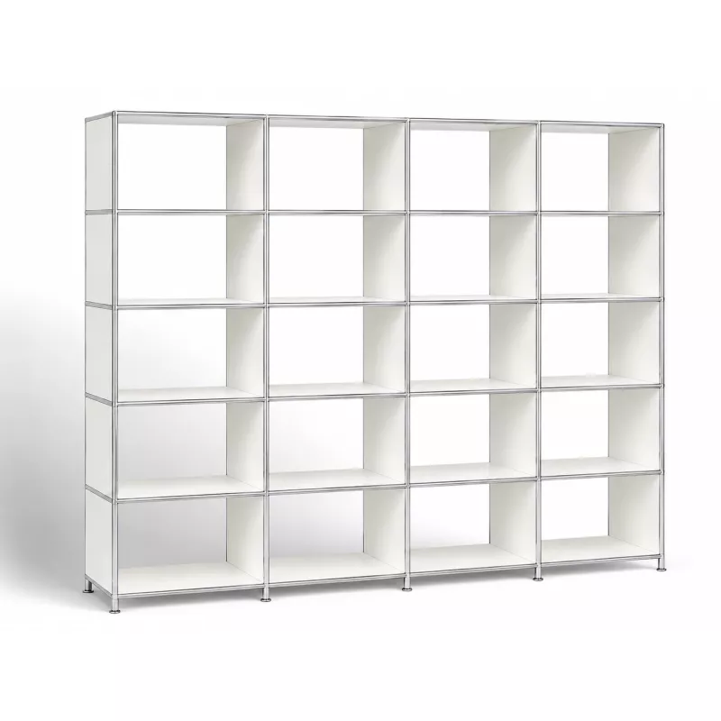SYSTEM4|Grande bibliothèque ouverte|4 x 5-20 cases|L 300 × H 192 cm|Blanc