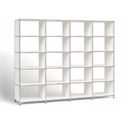 SYSTEM4|Grande bibliothèque ouverte|4 x 5-20 cases|L 300 × H 192 cm|Blanc