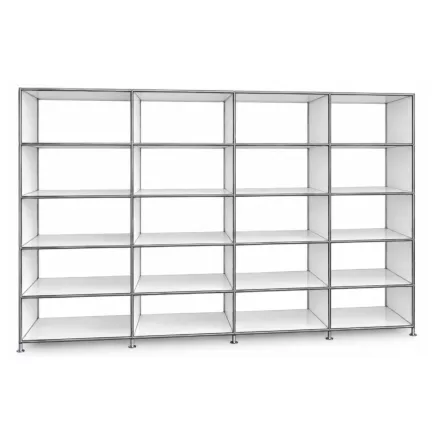 SYSTEM4|Grande bibliothèque ouverte|4 x 5-20 cases|L 300 × H 192 cm|Blanc