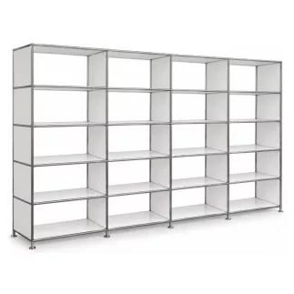 SYSTEM4|Grande bibliothèque ouverte|4 x 5-20 cases|L 300 × H 192 cm|Blanc