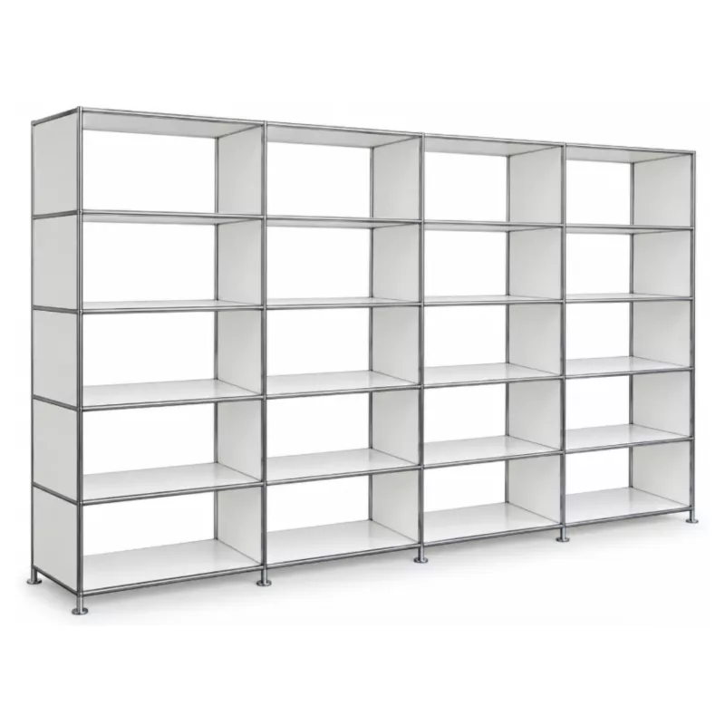 SYSTEM4|Grande bibliothèque ouverte|4 x 5-20 cases|L 300 × H 192 cm|Blanc