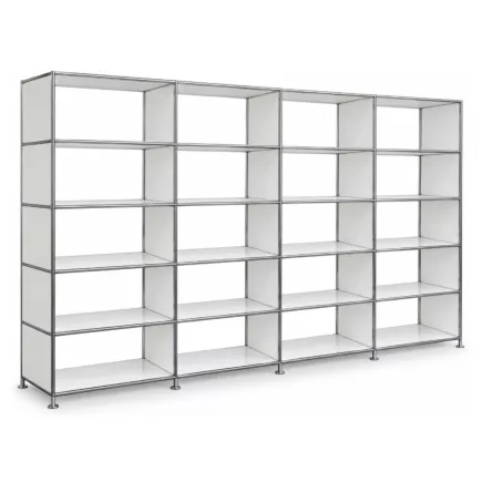 SYSTEM4|Grande bibliothèque ouverte|4 x 5-20 cases|L 300 × H 192 cm|Blanc