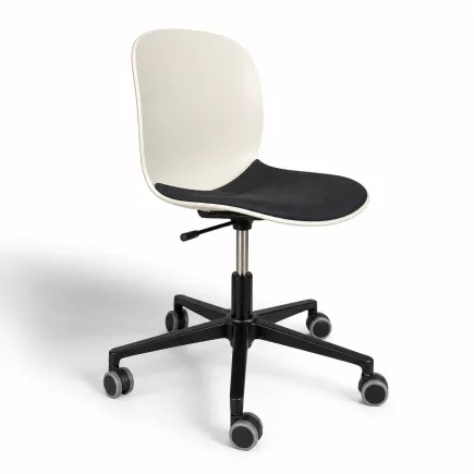 RBM Noor Footbase|Designer Flokk |Siège de travail|L 66.5 × H 85.7 cm|Blanc/Noir