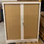 ARIV│Armoire à rideaux │Portes coulissantes| L100 x H121cm│Blanc/Chêne clair