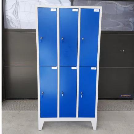 VESMO|Vestiaire monobloc avec pieds| 6 casiers| L 90 X H 185 cm|Bleu foncé/Gris