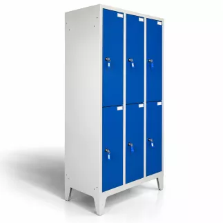 VESMO|Vestiaire monobloc avec pieds| 6 casiers| L 90 X H 185 cm|Bleu foncé/Gris