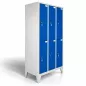 VESMO|Vestiaire monobloc avec pieds| 6 casiers| L 90 X H 185 cm|Bleu foncé/Gris