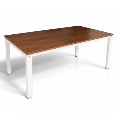 BIGLA│Bureau droit│L 200 x p 100│Hauteur réglable│Noyer / Blanc