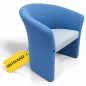 BRIDGE│Chauffeuse 1 place tissu bicolore│Bleu clair/Gris clair