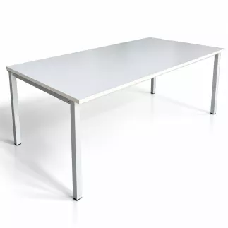 HUND│Bureau droit 200x100│Blanc / Gris alu