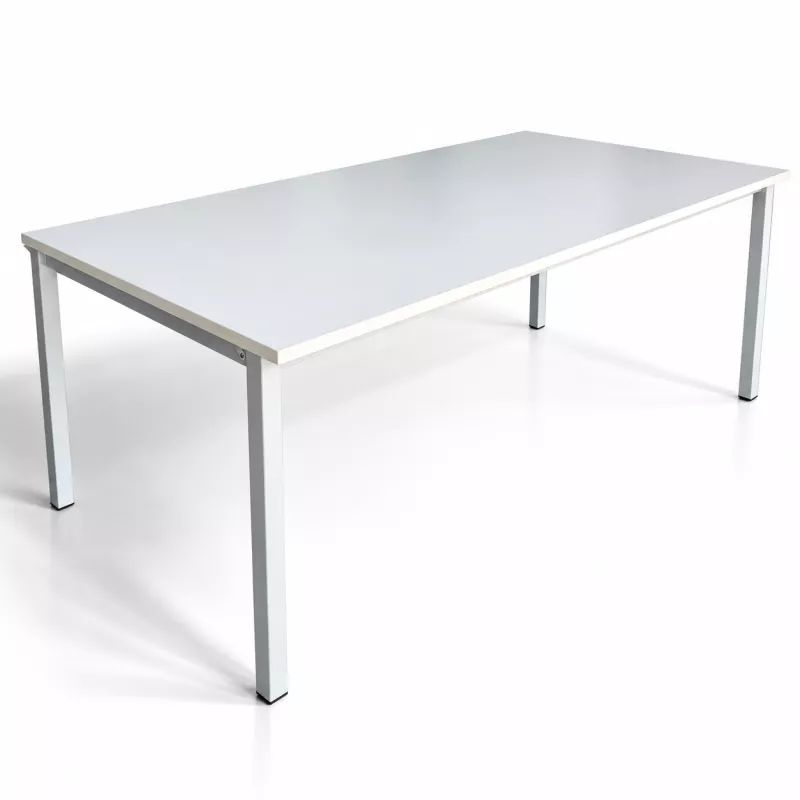 HUND│Bureau droit 200x100│Blanc / Gris alu
