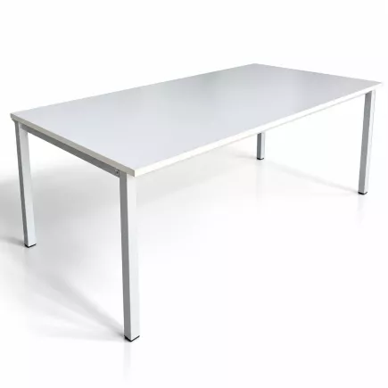 HUND│Bureau droit 200x100│Blanc / Gris alu