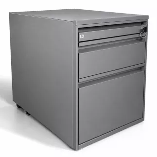 LO LISTA│Caisson sous bureau 964 - 3 Tiroirs │Profondeur 60 cm│Gris anthracite/Gris clair