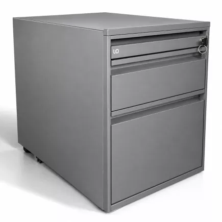 LO LISTA│Caisson sous bureau 964 - 3 Tiroirs │Profondeur 60 cm│Gris anthracite/Gris clair