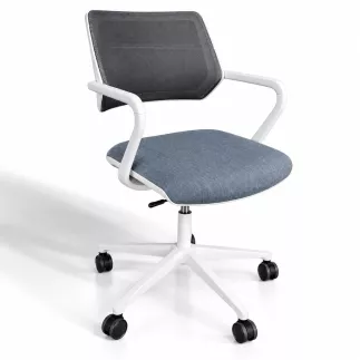 STEELCASE│Modèle QiVi - Siège d'accueil/visiteurs/conférence - Sur roulettes réglable en hauteur│Blanc / Bleu
