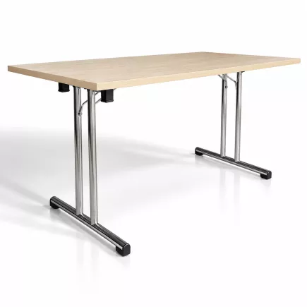 PLIANTE│Table modulaire pliante 160x80 cm│Erable blanc/Chromé