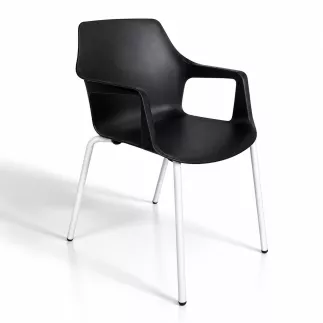 GELATI│Chaise 4 pieds tubes en acier│Noir/Blanc